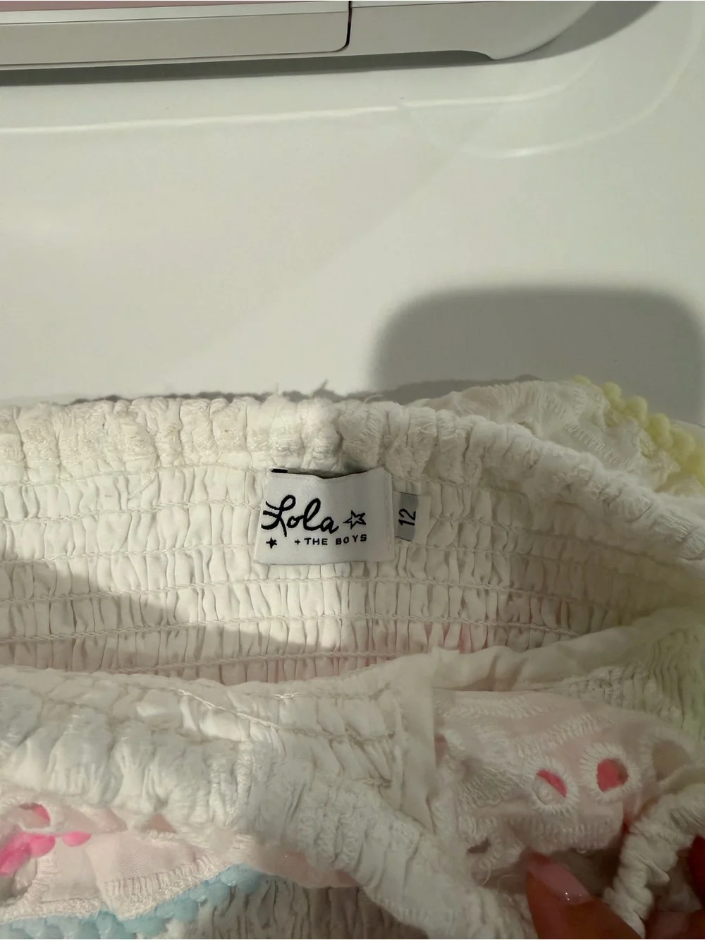 Lola + The Boys White Rainbow Fancy Eyelet Set Size 12 EUC